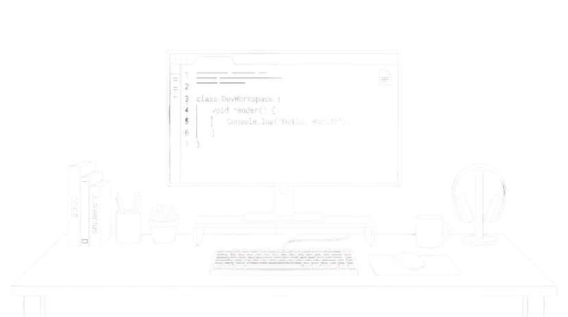 Developer Workspace White Line Art